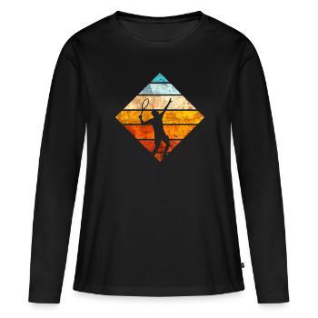 Tennis serve vintage gunge - Joueur de tennis - T-shirt manches longues Premium bio Femme - noir - Devant - Julia (174cm)
