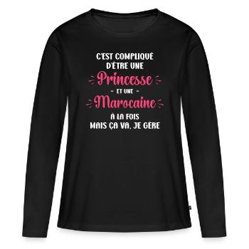 Princesse Marocaine - T-shirt manches longues Premium bio Femme - noir - Devant - Julia (174cm)