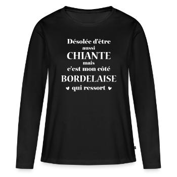 Chiante côté bordelaise - T-shirt manches longues Premium bio Femme - noir - Devant - Julia (174cm)