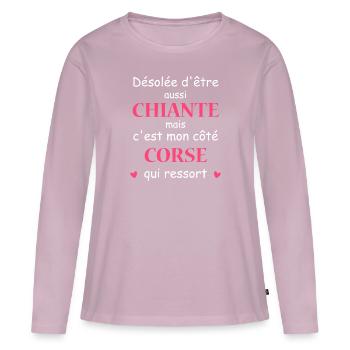Chiante côté CORSE - T-shirt manches longues Premium bio Femme - rose poudré - Devant - Julia (174cm)