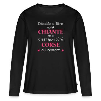 Chiante côté CORSE - T-shirt manches longues Premium bio Femme - noir - Devant - Julia (174cm)
