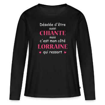 Chiante C'est mon côté LORRAINE - T-shirt manches longues Premium bio Femme - noir - Devant - Julia (174cm)