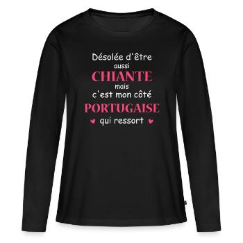 Chiante côté portugaise - T-shirt manches longues Premium bio Femme - noir - Devant - Julia (174cm)
