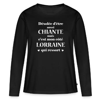 Chiante C'est mon côté Lorraine - T-shirt manches longues Premium bio Femme - noir - Devant - Julia (174cm)