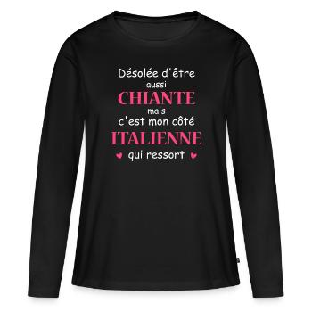Chiante côté italienne - T-shirt manches longues Premium bio Femme - noir - Devant - Julia (174cm)