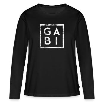Gabi Minimalismus - Frauen Premium Bio Langarmshirt - Schwarz - Vorne - Julia (174cm)