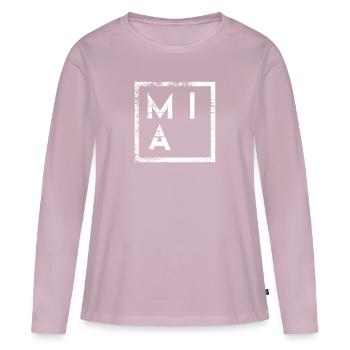 Mia Minimalisme - T-shirt manches longues Premium bio Femme - rose poudré - Devant - Julia (174cm)