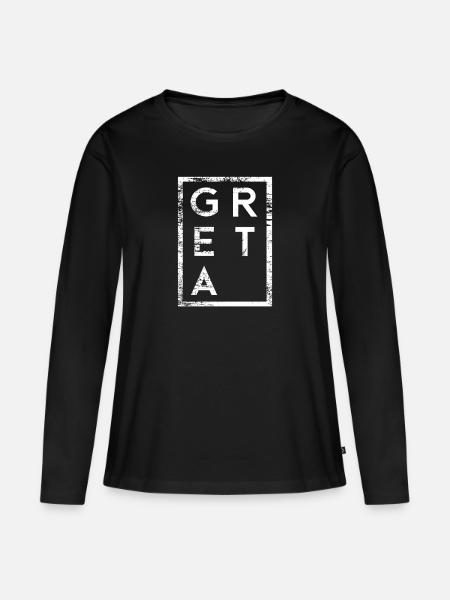 Greta Minimalismus - Frauen Premium Bio Langarmshirt - Schwarz