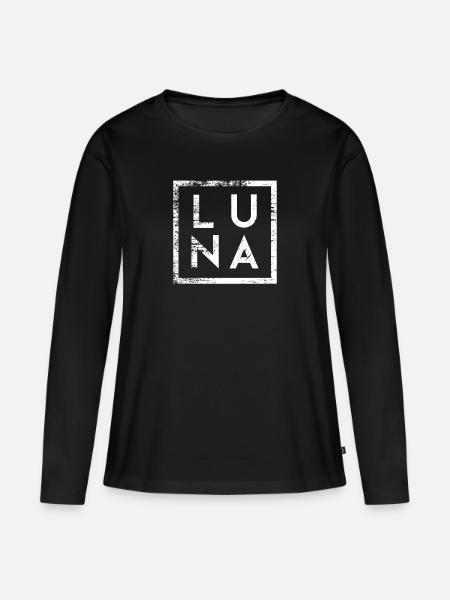 Luna Minimalismus - Frauen Premium Bio Langarmshirt - Schwarz