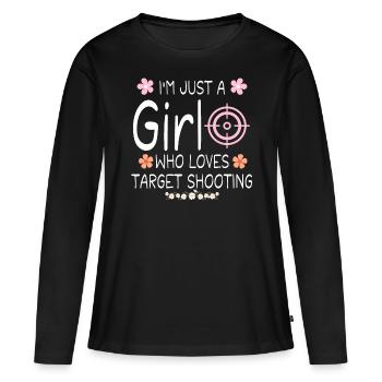 I m Just A Girl Who Loves Target Shooting - T-shirt manches longues Premium bio Femme - noir - Devant - Julia (174cm)