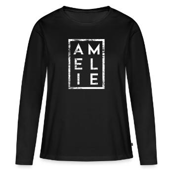 Amelie Minimalismus - Frauen Premium Bio Langarmshirt - Schwarz - Vorne - Julia (174cm)