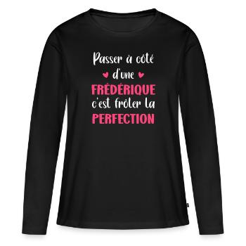 Frédérique perfection - T-shirt manches longues Premium bio Femme - noir - Devant - Julia (174cm)