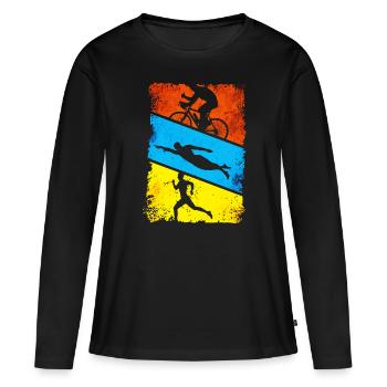 Triathlon - T-shirt manches longues Premium bio Femme - noir - Devant - Julia (174cm)