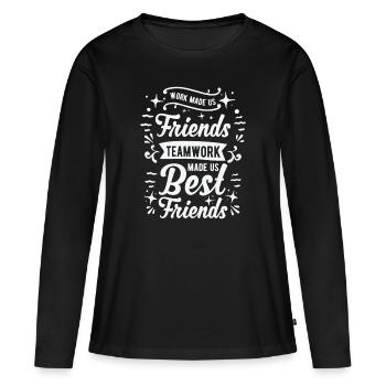 Collègue de travail Meilleur ami Travail d’équipe au bureau - T-shirt manches longues Premium bio Femme - noir - Devant - Julia (174cm)