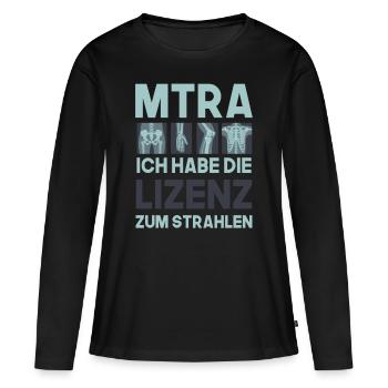 MTRA, Ich habe die Lizenz zum Strahlen, Radiologie - Frauen Premium Bio Langarmshirt - Schwarz - Vorne - Julia (174cm)