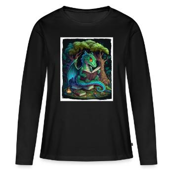 Lire les livres Livre Dragon Fable Fantasy Saga - T-shirt manches longues Premium bio Femme - noir - Devant - Julia (174cm)