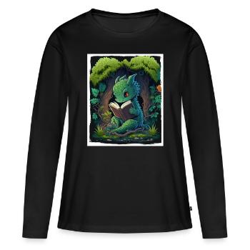 Lire les livres Livre Dragon Fable Fantasy Saga - T-shirt manches longues Premium bio Femme - noir - Devant - Julia (174cm)