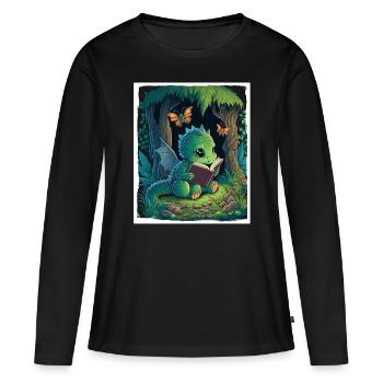 Lire les livres Livre Dragon Fable Fantasy Saga - T-shirt manches longues Premium bio Femme - noir - Devant - Julia (174cm)