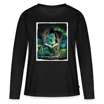 Lire les livres Livre Dragon Fable Fantasy Saga - T-shirt manches longues Premium bio Femme - noir - Devant - Julia (174cm)