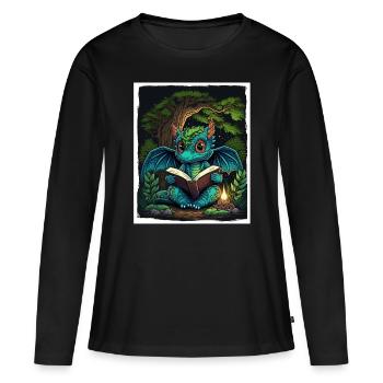 Lire les livres Livre Dragon Fable Fantasy Saga - T-shirt manches longues Premium bio Femme - noir - Devant - Julia (174cm)