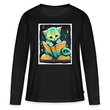 Lire les livres Livre Cat Fable Fantasy Saga - T-shirt manches longues Premium bio Femme - noir - Devant - Julia (174cm)