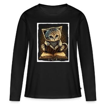 Lire les livres Livre Cat Fable Fantasy Saga - T-shirt manches longues Premium bio Femme - noir - Devant - Julia (174cm)