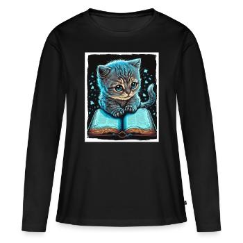 Lire les livres Livre Cat Fable Fantasy Saga - T-shirt manches longues Premium bio Femme - noir - Devant - Julia (174cm)