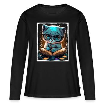 Lire les livres Livre Cat Fable Fantasy Saga - T-shirt manches longues Premium bio Femme - noir - Devant - Julia (174cm)
