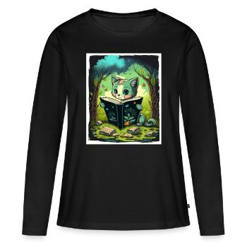Lire les livres Livre Cat Fable Fantasy Saga - T-shirt manches longues Premium bio Femme - noir - Devant - Julia (174cm)