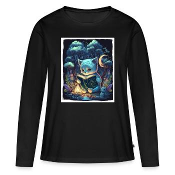 Lire les livres Livre Cat Fable Fantasy Saga - T-shirt manches longues Premium bio Femme - noir - Devant - Julia (174cm)