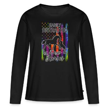 Horse & Dog - Horse Girls - Western Riding - Women's Premium Organic Long Sleeve Shirt - black - Front - Julia (174cm)