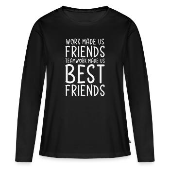 Collègue de travail Meilleur ami Travail d’équipe au bureau - T-shirt manches longues Premium bio Femme - noir - Devant - Julia (174cm)