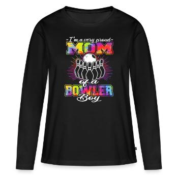 Bowler Mama - Bowling - Frauen Premium Bio Langarmshirt - Schwarz - Vorne - Julia (174cm)