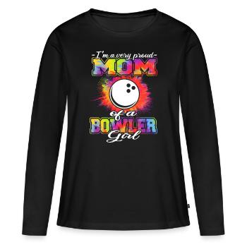 Bowler Mama - Bowling - Frauen Premium Bio Langarmshirt - Schwarz - Vorne - Julia (174cm)