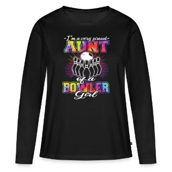 Bowler Aunt - Bowling - Women's Premium Organic Long Sleeve Shirt - black - Front - Julia (174cm)