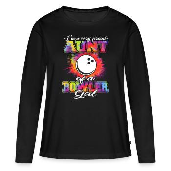 Bowler Aunt - Bowling - Women's Premium Organic Long Sleeve Shirt - black - Front - Julia (174cm)