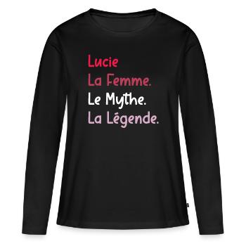 La femme le mythe la légende lucie - T-shirt manches longues Premium bio Femme - noir - Devant - Julia (174cm)