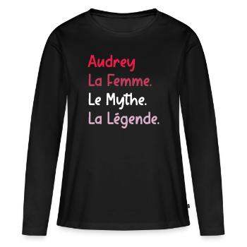 La femme le mythe la légende audrey - T-shirt manches longues Premium bio Femme - noir - Devant - Julia (174cm)