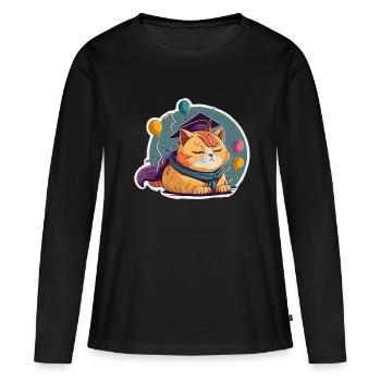 Abschluss Schlafen Katze Uni Master Bachelor - Frauen Premium Bio Langarmshirt - Schwarz - Vorne - Julia (174cm)