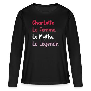 La femme le mythe la légende charlotte - T-shirt manches longues Premium bio Femme - noir - Devant - Julia (174cm)