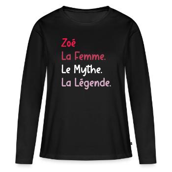 La femme le mythe la légende zoé - T-shirt manches longues Premium bio Femme - noir - Devant - Julia (174cm)
