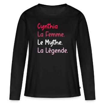 La femme le mythe la légende cynthia - T-shirt manches longues Premium bio Femme - noir - Devant - Julia (174cm)