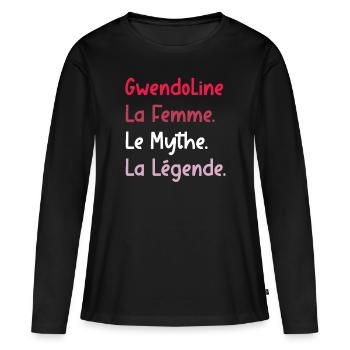 La femme le mythe la légende GWENDOLINE - T-shirt manches longues Premium bio Femme - noir - Devant - Julia (174cm)