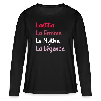 La femme le mythe la légende laetitia - T-shirt manches longues Premium bio Femme - noir - Devant - Julia (174cm)