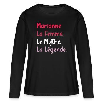 La femme le mythe la légende marianne - T-shirt manches longues Premium bio Femme - noir - Devant - Julia (174cm)