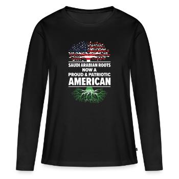 Né Arabie Saoudite Arabie Saoudite Américain - T-shirt manches longues Premium bio Femme - noir - Devant - Julia (174cm)
