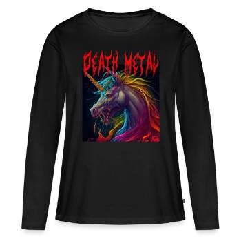 Death Metal Licorne Rose - T-shirt manches longues Premium bio Femme - noir - Devant - Julia (174cm)