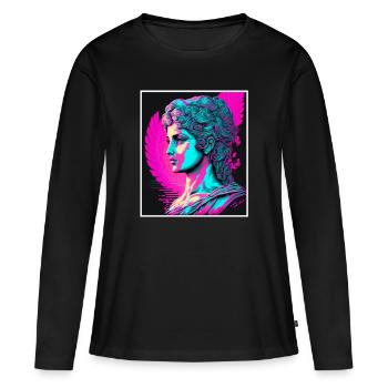 Vaporwave Griechische Mythologie Gott Neon Olymp - Frauen Premium Bio Langarmshirt - Schwarz - Vorne - Julia (174cm)
