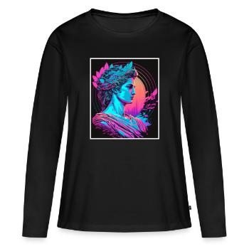 Vaporwave Griechische Mythologie Gott Neon Olymp - Frauen Premium Bio Langarmshirt - Schwarz - Vorne - Julia (174cm)