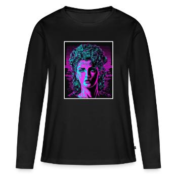 Vaporwave Griechische Mythologie Gott Neon Olymp - Frauen Premium Bio Langarmshirt - Schwarz - Vorne - Julia (174cm)